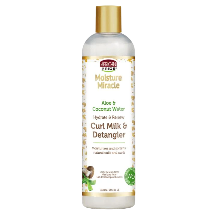 African Pride Moisture Miracl e Curl Milk & Detangler 1 2oz.
