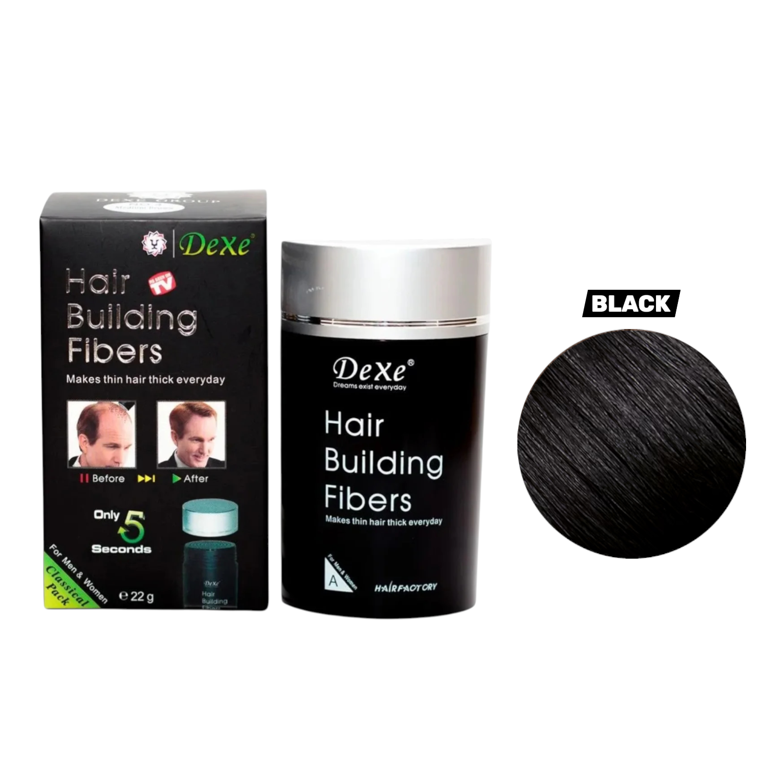 Dexe Hair Building Fiber Black 22G