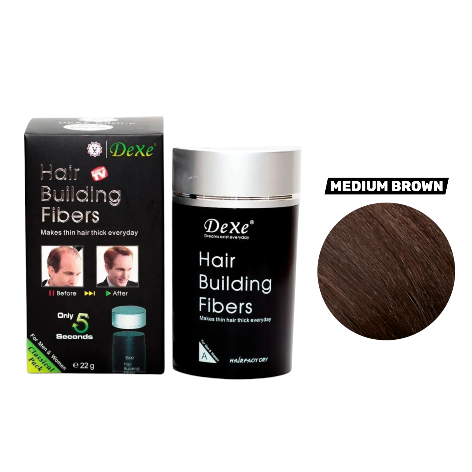 Dexe Hair Building Fiber Medium Brown 22G