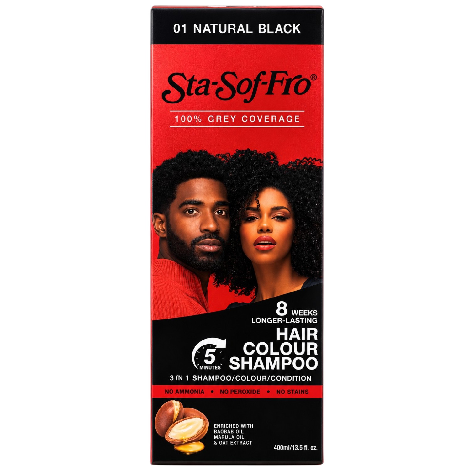 STA-SOF-FRO HAIR COLOUR SHAMPOO 400ml - NATURAL BLACK